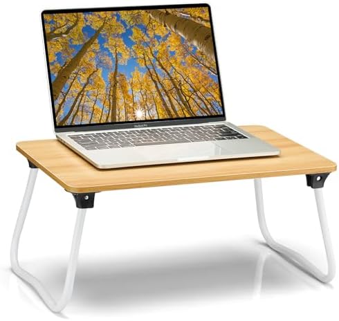 Ruxury Foldable Lap Desk Laptop Stand Bed Desk Table Tray, Breakfast Serving Tray, Portable & Lightweight Mini Table, Lap Tablet Desk for Sofa Couch Floor - Wood