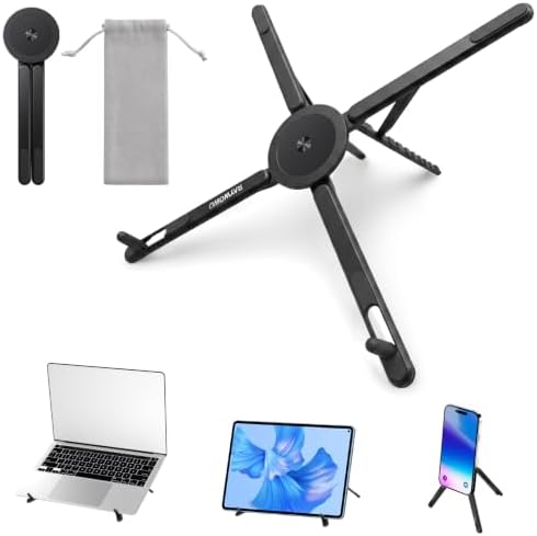 3-in-1 Portable Laptop Stand Magnetic Phone Holder Foldable Riser