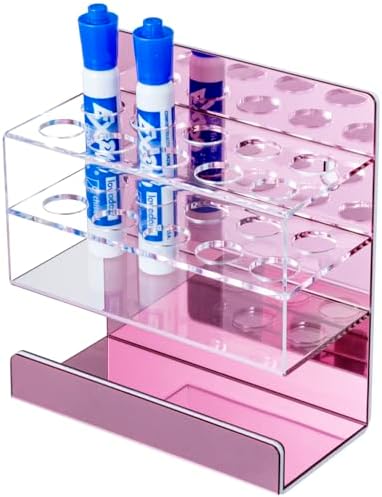MyGift Hanging Rose Pink Dry Erase Whiteboard Marker Holder with 10 Slots