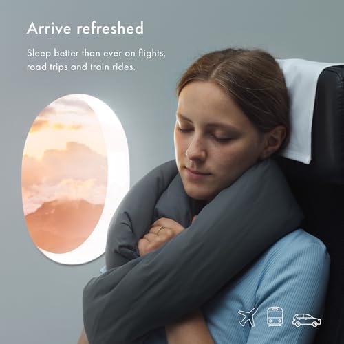 Huzi Infinity Pillow - Travel Neck Pillow - Versatile Soft 360 Support Scarf - Machine Washable - Home Travel Flight Road Trips Airplane Sleeping (Midnight Grey)