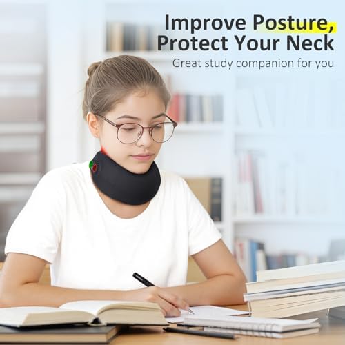 Comfytemp Anti-Head-Down Neck Brace with Red Light Therapy, Posture Support Improve Tech Neck Forward Head, Soft Foam Cervical Collar for Office Worker Reader, One Size