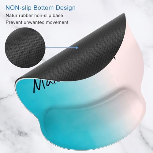 ITNRSIIET Ergonomic Mouse Pad with Wrist Support Wrist Rest Smooth Surface Non-Slip Rubber Base Comfortable Office Supplies Pain Relief, 9.8 x 9.1 inches, Inspirational Quotes