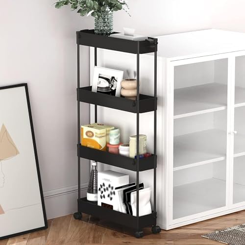 SPACELEAD Slim Storage Cart(2 Pack),4-Tier Rolling Utility Organizer
