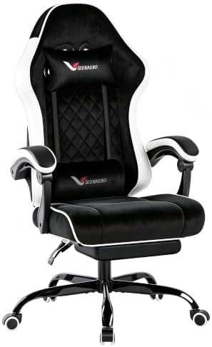 Fabric Gaming Chair for Adults, Comfortable Office Chair with Footrest
