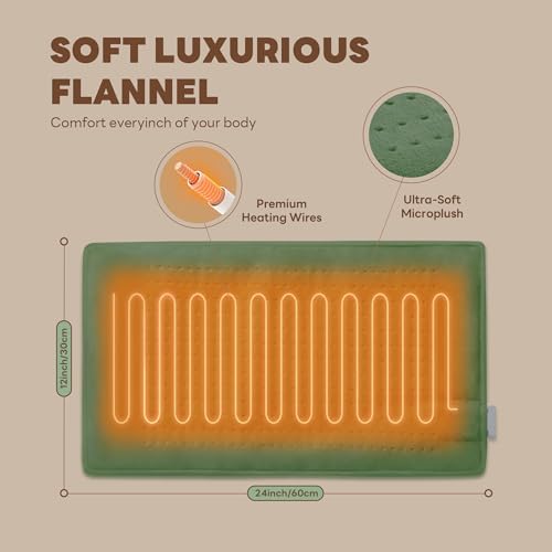 Heating Pad 12''X24'' for Back Neck Shoulder Pain Relief,Green