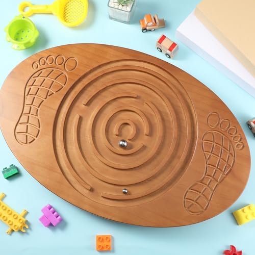 Jellyarch Maze Balance Board with 2 Bead Wobble Wood Board for Leg Workout
