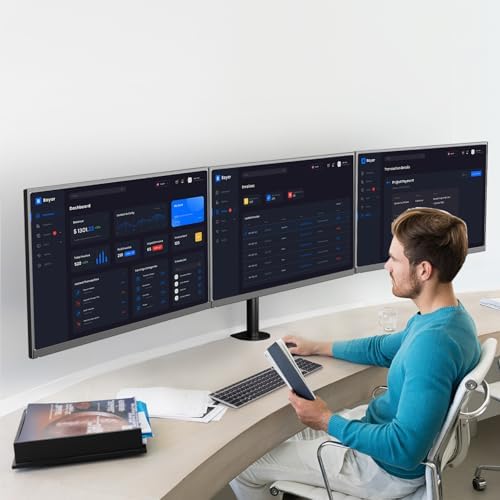 UPGRAVITY Triple Monitor Desk Mount Fits 3 Screens up to 27 inch