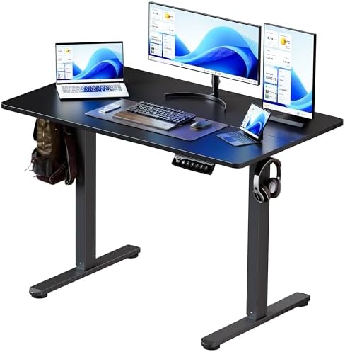 BIZUM 40x24 Inch Electric Standing Desk with Memory Presets, Quiet Motor Height Adjustable Stand Up Desk for Home Office & Gaming, Ergonomic Sit Stand Workstation，Black
