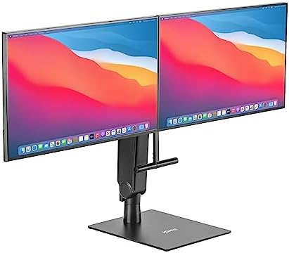 Mount-It! Freestanding Dual Monitor Stand 17" to 32", Height Adjustable, Tension Adjustable Spring Monitor Stand for 2 Screens, Max VESA 100x100, Swivel, Rotation, Instant Height Adjustment, Black