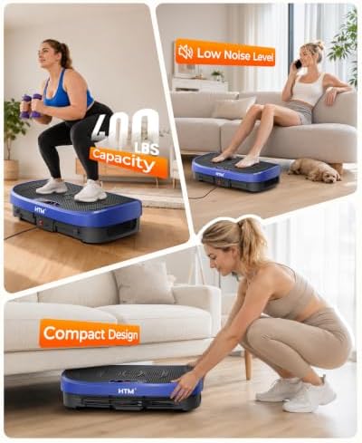 HTM Vibration Plate Exercise Machine, 9 Modes & 120 Speeds, Body Shake Plate with Resistance Bands Slot & Remote Control, Shake Board for Weight Loss Fat Burner Home Fitness Workout