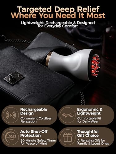 Shoulder Massager for Pain Relief and Circulation, Deep Tissue Shoulder Massager with Heat, Vibration, SoothingPulse & LED Light for Muscle Relaxation and Rotator Cuff Relief