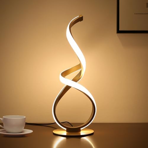 Unique Bedside Table Lamp, LED Touch Dimmable Spiral Desk Light