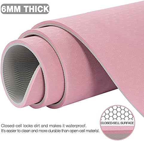 UMINEUX Large Yoga Mat for Men and Women 1/4 & 2/5 Inch Extra Thick TPE Fitness Mat for Home Gym Workout, Non-Slip, Eco Friendly Exercise Mat for Yoga, Pilates, Stretching, Meditation