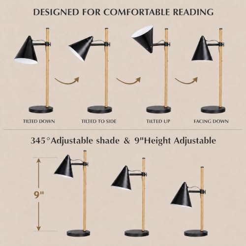 HarvestLand Noah Desk Lamp, Adjustable Reading Lamp, Home Office & Bedside