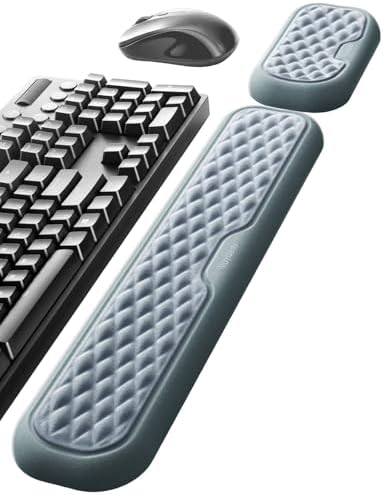 Vaydeer Wrist Rest for Keyboard and Mouse, Computer Ergonomic Wrist Support Pad, Soft Memory Foam Arm Cushion for Desk, Two-Tone Palm Hand Office Laptop Typing-Gray and Blue