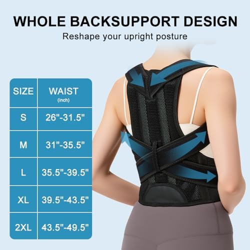 Posture Corrector for Men and Women, Adjustable Back Brace for Back, Neck and Shoulder Pain Relief, Back Support for Posture Improving Scoliosis, Hunchback, Hump, Thoracic, Spine Corrector (Large)