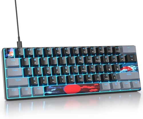 Owpkeenthy 60% Percent Keyboard Mechanical Gaming with Red Switch Wired Ultra Compact RGB Mini Keyboard Backlit for PC Xbox PS4 (Dark/Red Switch)