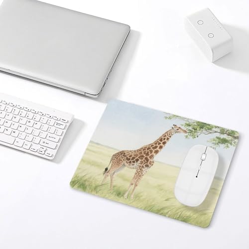 Mouse Pad Giraffe Stretching Its Neck to Eat Leaves Printed Non-Slip Desk Mat Writing Pad and Blotting Paper for Office Work Home Decoration