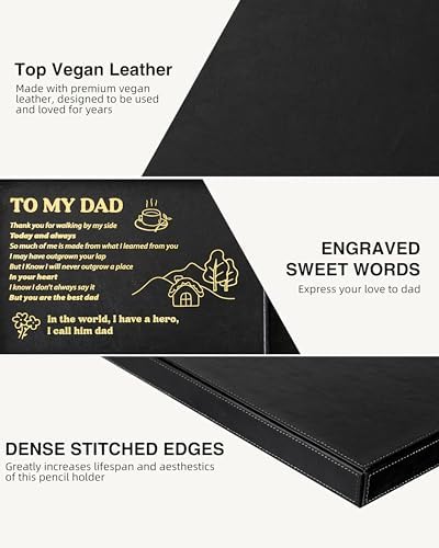 TopMade Valet Tray for Men, Built in Wireless Charging Pad, Nightstand Dresser Organizer, Faux Leather Mens Jewelry Box with Charging Station, Black