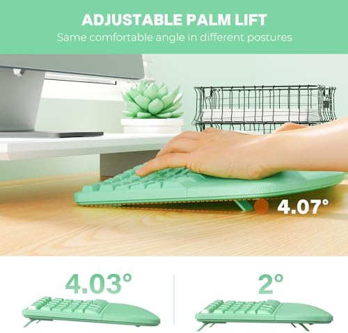 MEETION Ergonomic Keyboard Mouse Combo, Split Design Vertical Mouse Green