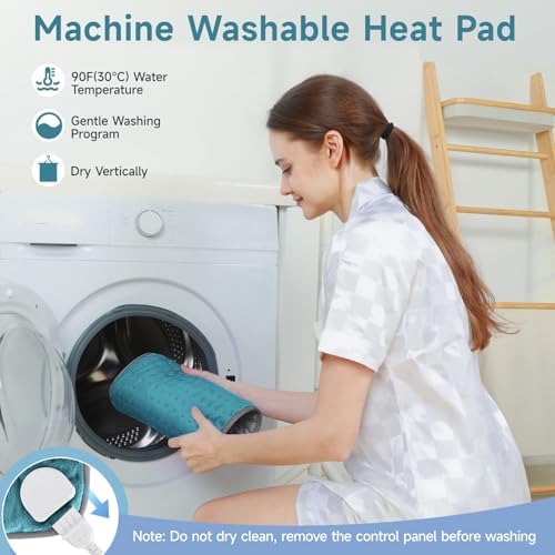 Heating Pad for Back Neck Shoudler Period Cramps Pain Relief，Portable Heating Pad Christmas Mother's Gifts for Women, Men, Mom, Wife, 6 Heat Levels & 4 Timer (Cyan)