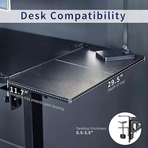 VIVO Black Clamp-on 30 x 12 in Desk Extender, DESK-EXT30