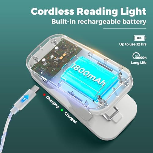 CUHIOY 2Pack Rechargeable Clip on Reading Light for Bed Headboard, White