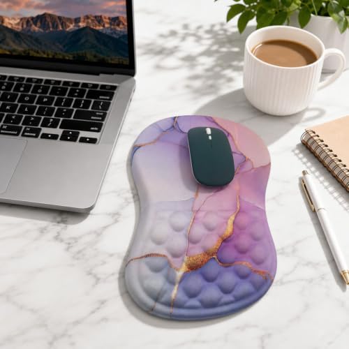 Ergonomic Mouse Pad with Wrist Support to Reduce Pressure and Fatigue, Memory Foam Filling, Non-Slip PU Grip Base