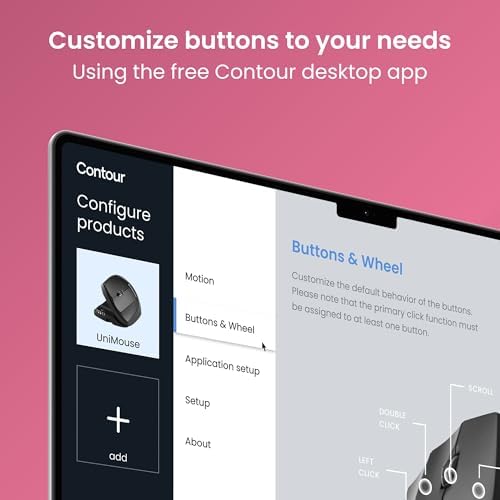 Contour Unimouse Adjustable Ergonomic Vertical Mouse, Left Handed, Wireless
