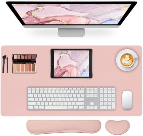 Desk Mat Set,3-in-1 Mouse Pad with Wrist Rest and Keyboard Pad