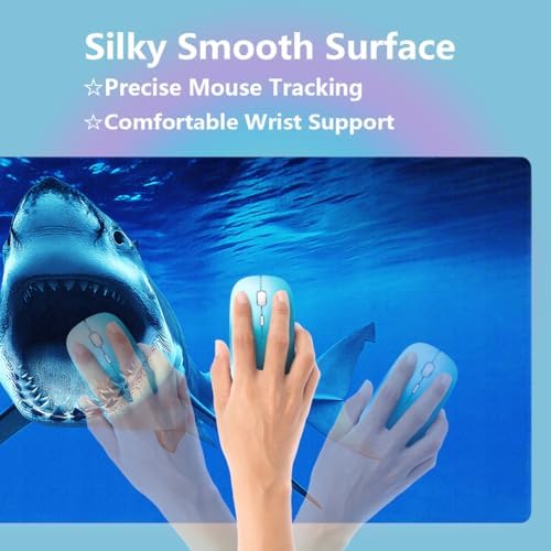 Great White Shark Large Mouse Pad, Blue Ocean Fish Desk Mat