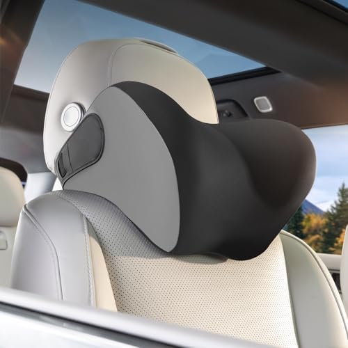 BEBAS Ergonomic Car Headrest Pillow, Memory Foam Neck Support, BlackGray