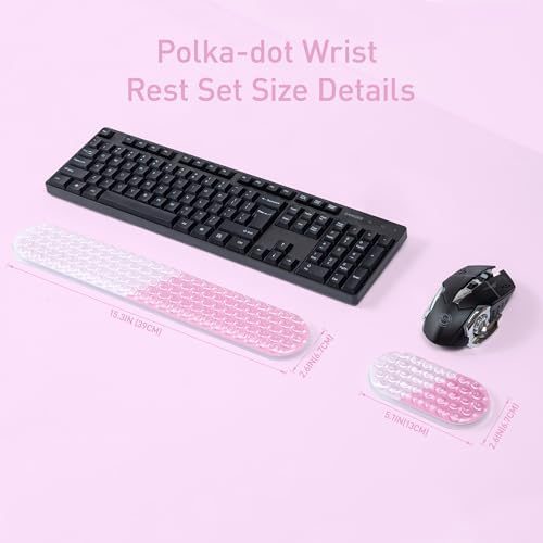 Gel Mouse & Keyboard Wrist Rest Set,Wrist Rest for Computer Keyboard,Mouse Wrist Support,Pain Relief,Cool Touch,Non-Skid