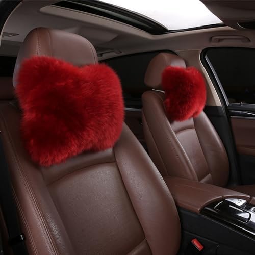 Car Headrest Pillow Plush Protector Neck Rest Pillows, Red