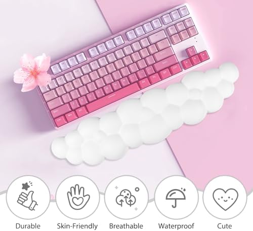 JIKIOU Upgrade Leather Cloud Wrist Rest for Keyboard and Mouse & Cup Pad