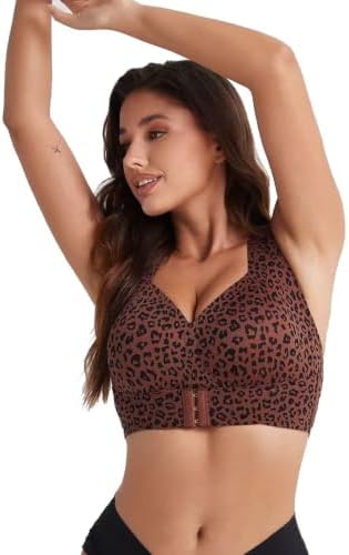 Posture Bra for Women - Front Closure Cross Back Corrector Bras Wireless Seamless Full Support Push Up Bralettes