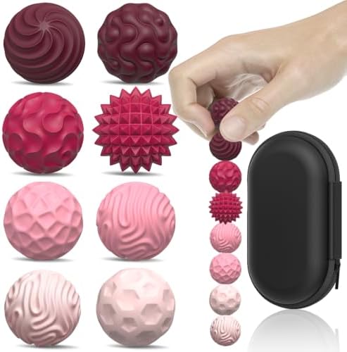 Silicone Magnetic Balls, Fidget Toys for Adults & Teens, 6PCS Stress Balls Sensory Toy, Quiet Magnet Desk Fidgets with Textured, ADHD Anxiety Relief Items, Fun Stocking Suffers Gifts (Red(8-Pack))