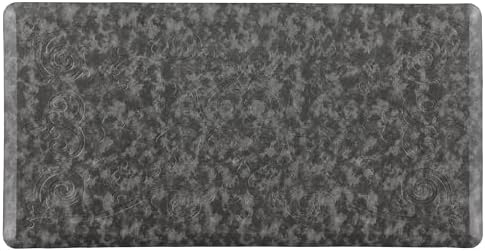 J&V TEXTILES Medallion Embossed Kitchen Mat Cushioned Anti Fatigue Floor Mat, Thick Non Slip Waterproof Kitchen Rugs and Mats,Heavy Duty Foam Standing Mat for Kitchen (Charcoal Gray, 20" X 39")