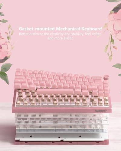 Womier 60% Keyboard QMK/VIA, Pink Gaming Mechanical Keyboard Creamy