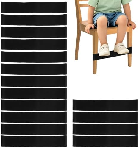 Chair Bands for Kids with Fidgety Feet, 16 Pack Desk Fidget Bands for Classroom, ADHD Tools for Kids Teacher School Classroom Home Sensory ADHD ADD Autism Needs (Black)