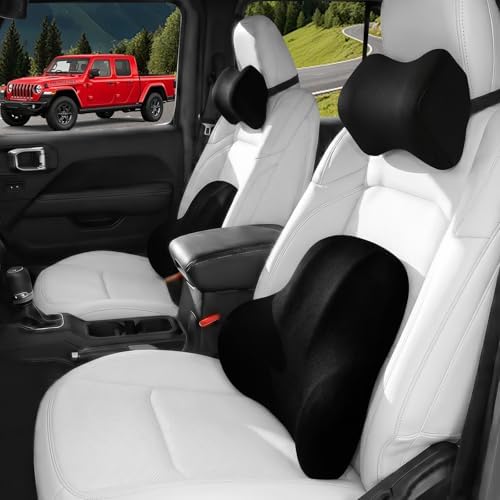 Car Pillow for Jeep Gladiator,Car Neck Pillow,Lumbar Support Pillow for Car,Memory Foam Pillow,Ergonomic Pillow,Adjustable and Washable,Car Essentials for Long Trips,Car Accessories,Ice Silk,1 Set