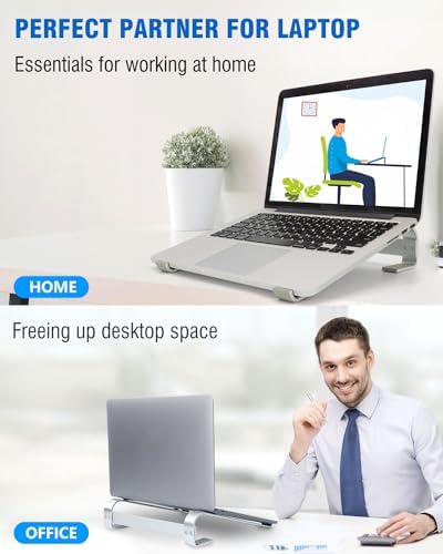 Laptop Stand for Desk, Ventilated Aluminum Laptop Riser, Silver
