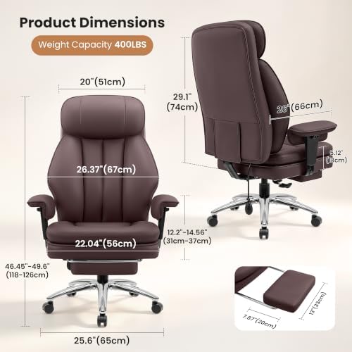 Ergonomic Big and Tall Office Chair with Lumbar Support and Footrest