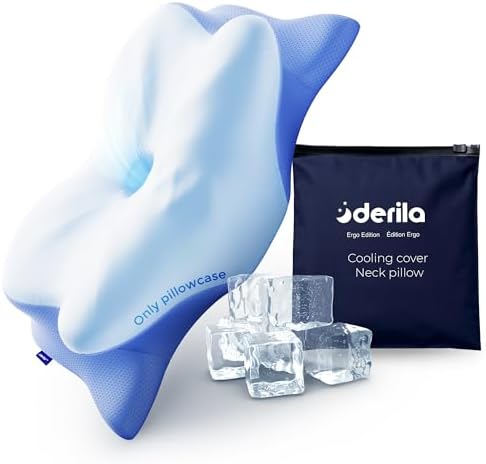 Derila Ergo Pillowcase Cervical Neck Pillow for Sleeping Pillow Case Contour Memory Foam Pillows for Back, Side Sleeper (Pillowcase - 21.25 x 14.17 x 4.72 in) Pillow Case only