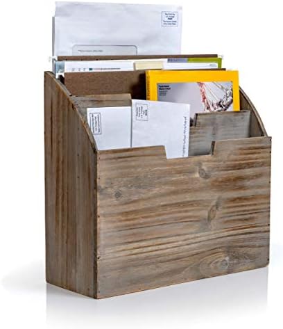 Besti Wooden Desk Organizers for Office & Home Use – 12.8 x 5 x 12 Inch Vintage File Stand – Vertical Desktop File Folder Organizer – Durable File Shelf – Ideal for Files, Folders, Envelopes, Mail
