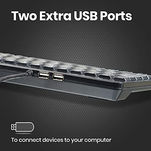 Perixx PERIBOARD-505H Wired Mini Keyboard with Built-in Trackball, 0.55 Inch Trackball and 2 USB Hubs, Black, US English Layout