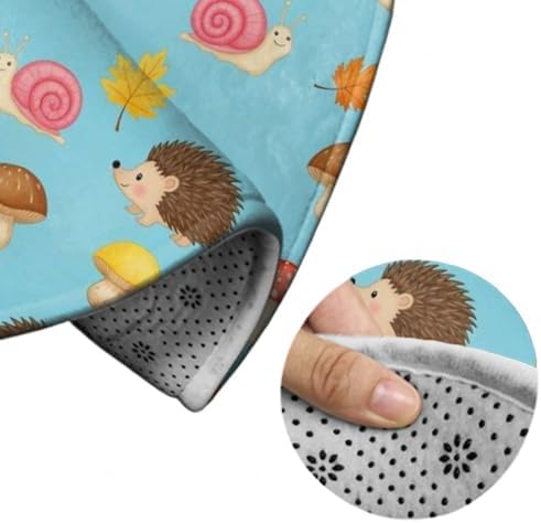 Machine Washable Modern Round Area Rug, Room Sofa Yoga Soft Round Carpet, Home Decor Non Slip Kitchen Office Circle Rug Mushrooms Hedgehogs Snail