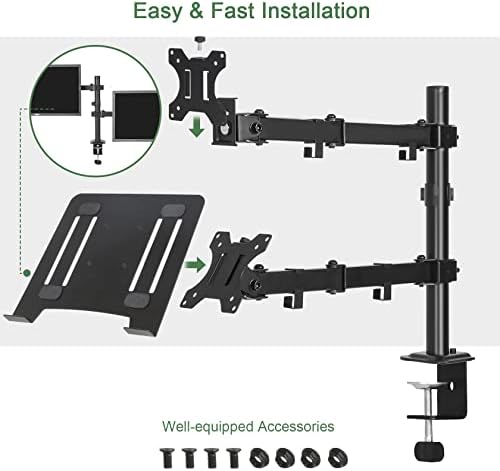 Monitor and Laptop Mount for 13"-27" Screens and Notebook up to 17 inch