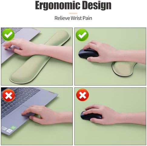 Bloss Green Leather Desk Mat and Keyboard Wrist Rest, 3 in 1, 31.5"×15.7"