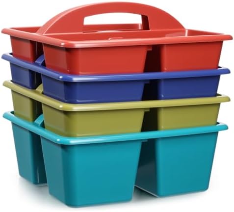 Kathfly 4 Pack Classroom Caddy Organizer with Handle Bulk, Deep Color